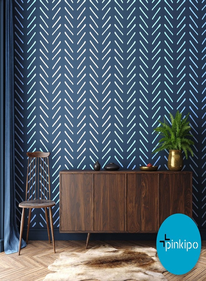 PINKIPO , Hand-Drawn Herringbone, (16"x40") XL Stencil, Large Wall Stencil, Modern Geometric Wall Stencils for Painting, Stencils for Walls, Chevron Wall Stencil - Image 3